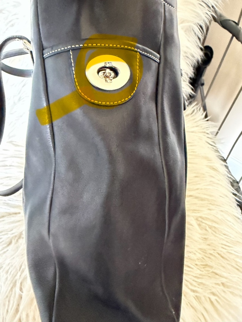 Black Leather Coach Tote - Picture 6 of 11